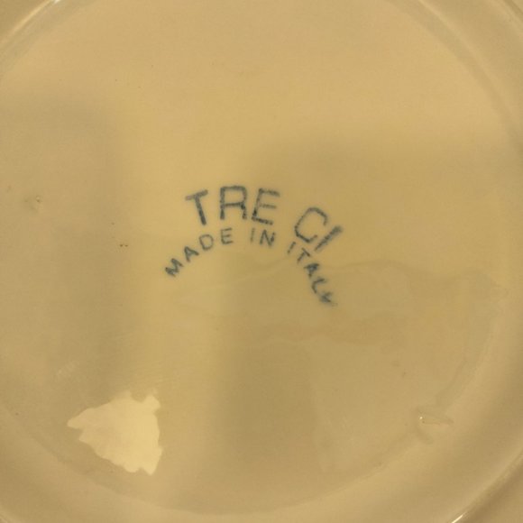 Tre Ci Pasta Serving Bowl Italy Signed Large 13 inch Red Green Border - Picture 4 of 6